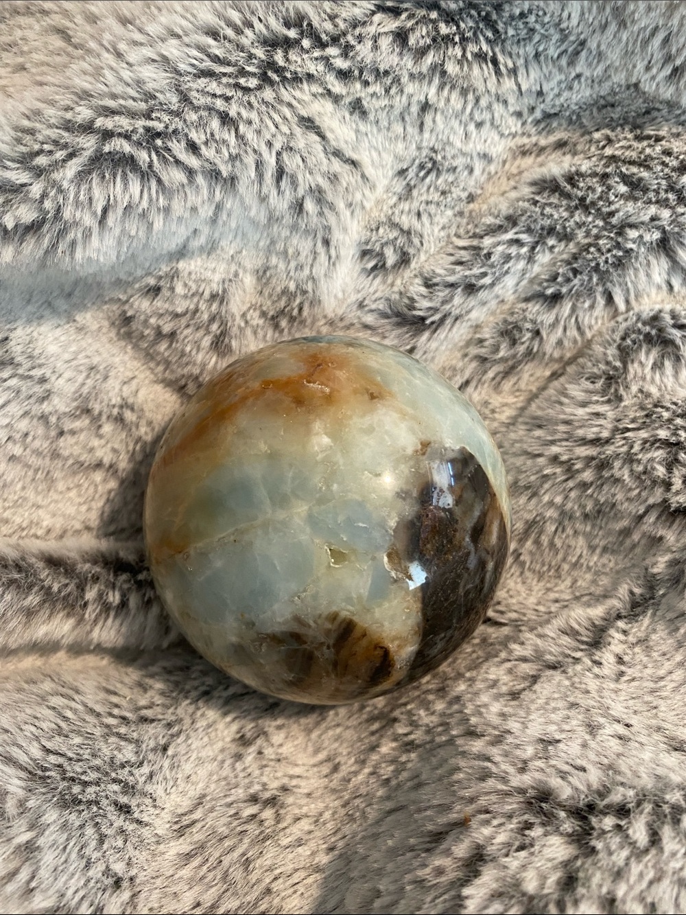 Polished Caribbean /Calcite Decorative Sphere - Blue-Green & Brown